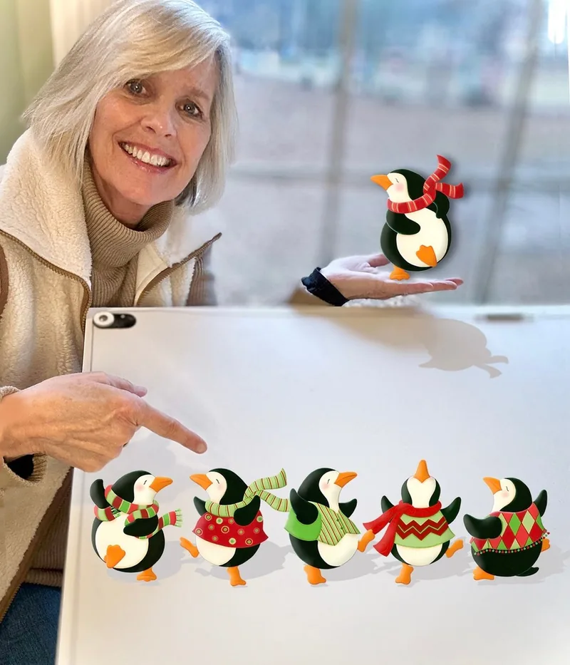 Me with my dancing penguin characters