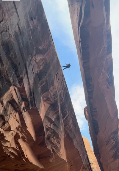 Rappelling in Arches National Park