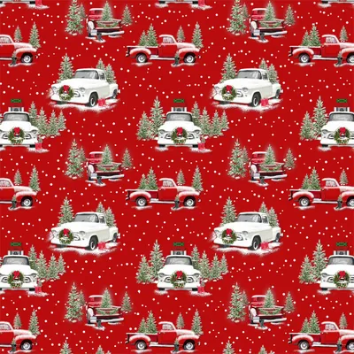 Truck scenes on red