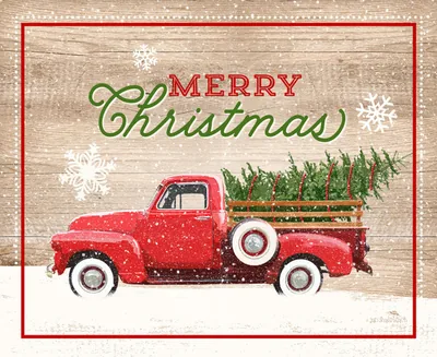 Merry Christmas red truck